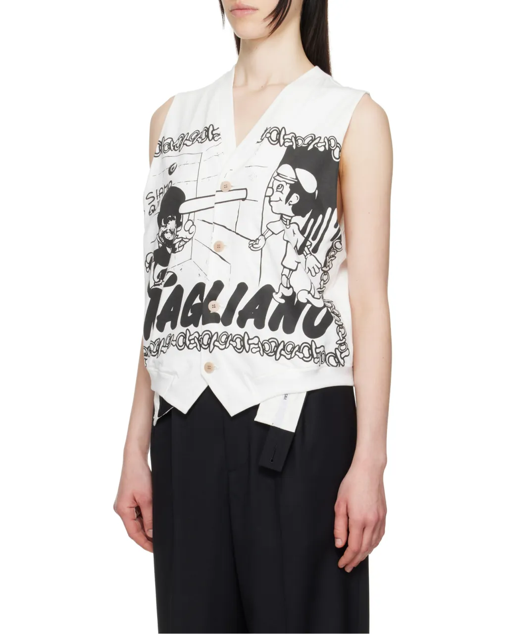Graphic Printed V-Neck Vest