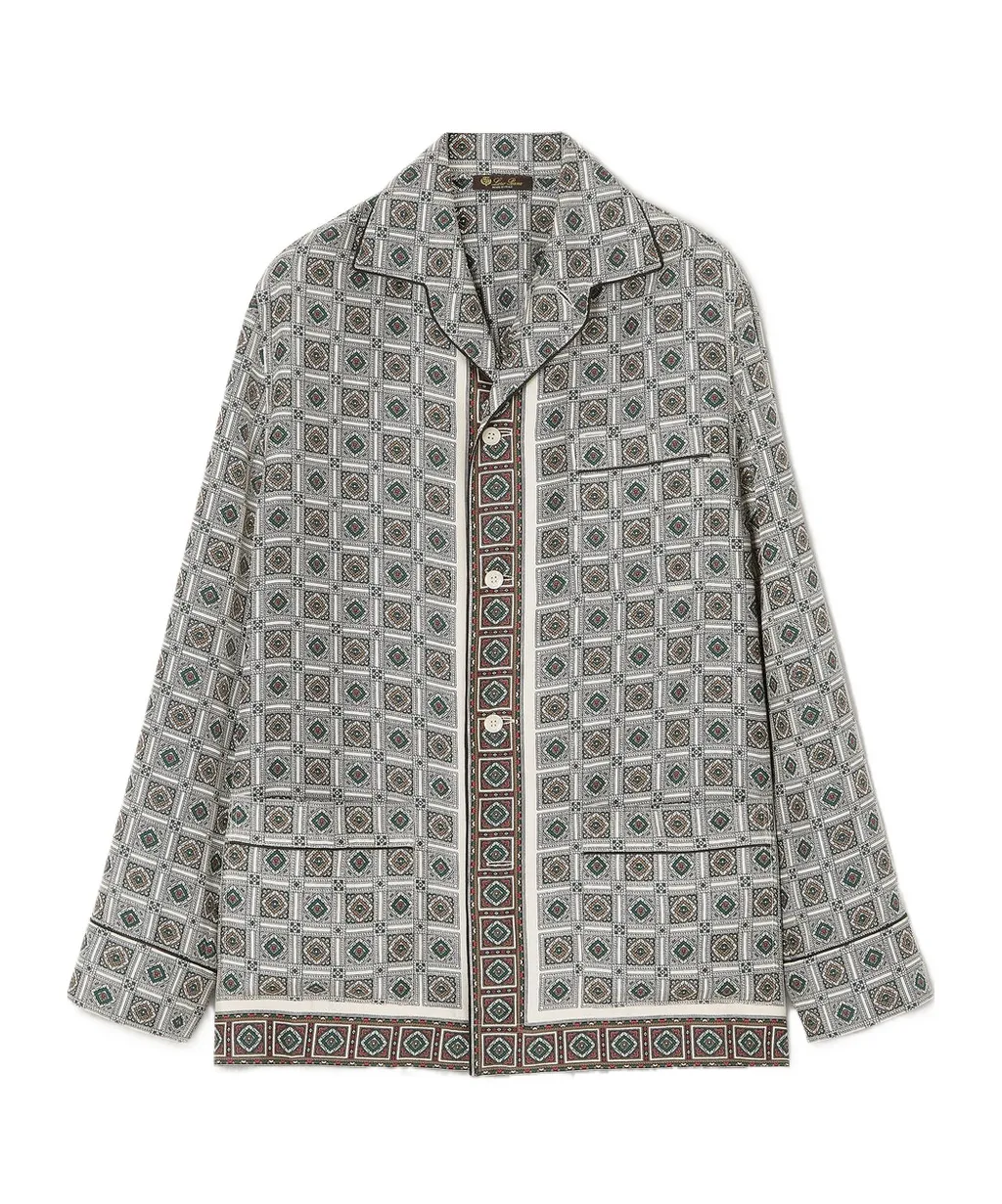 Geometric-Print Silk Shirt