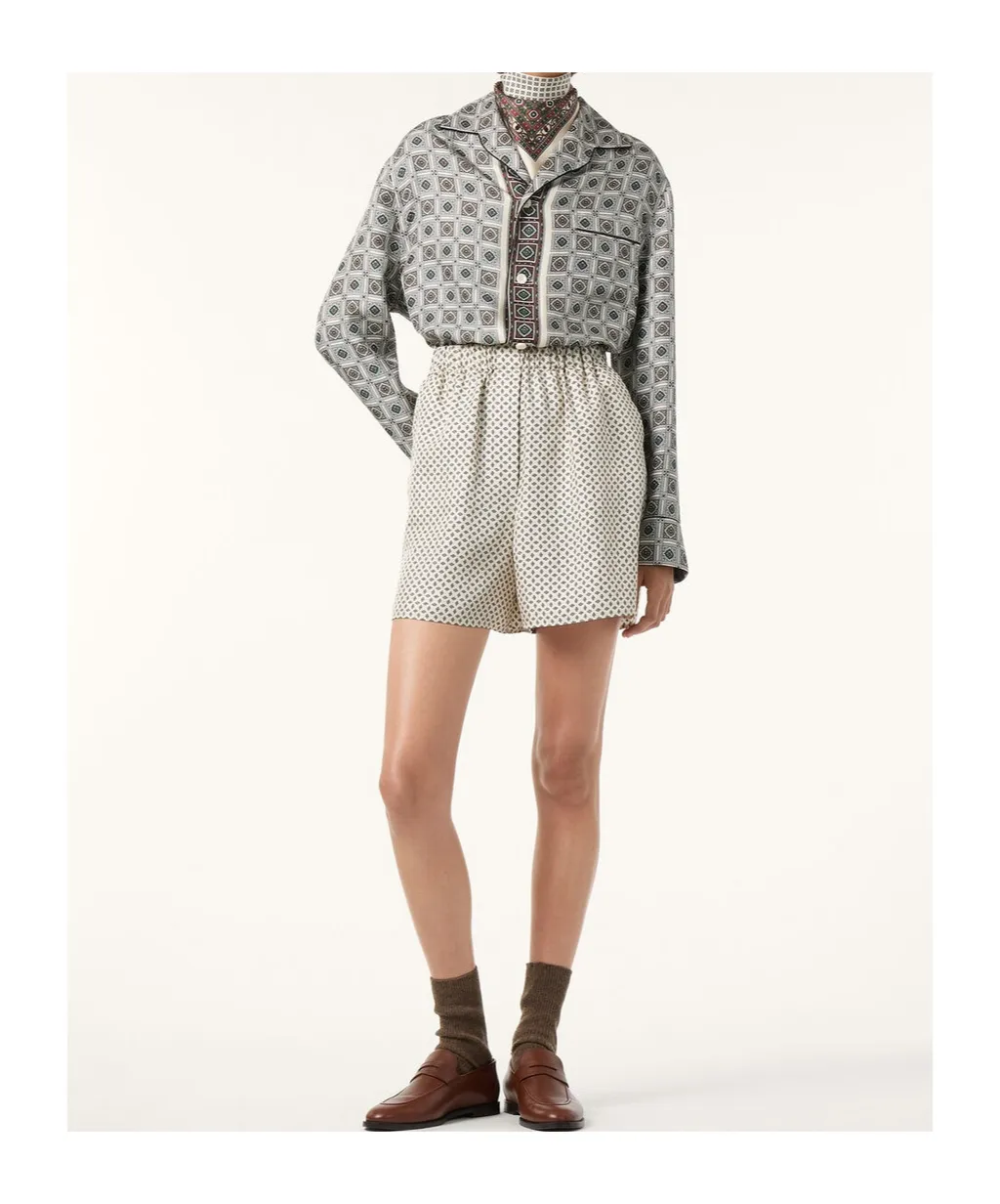 Geometric-Print Silk Shirt