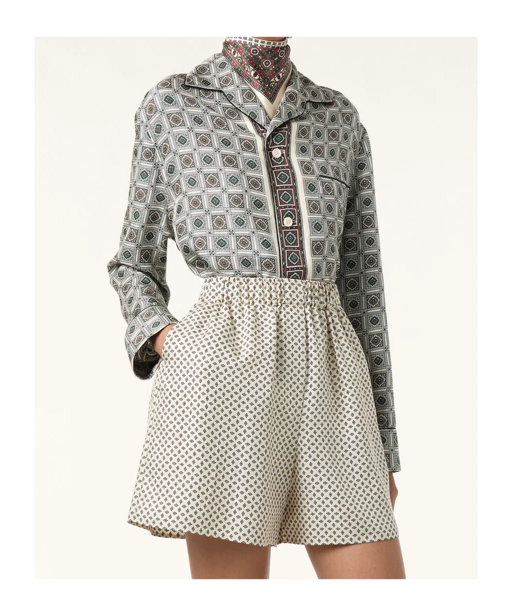 Geometric-Print Silk Shirt