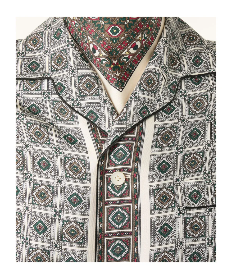 Geometric-Print Silk Shirt