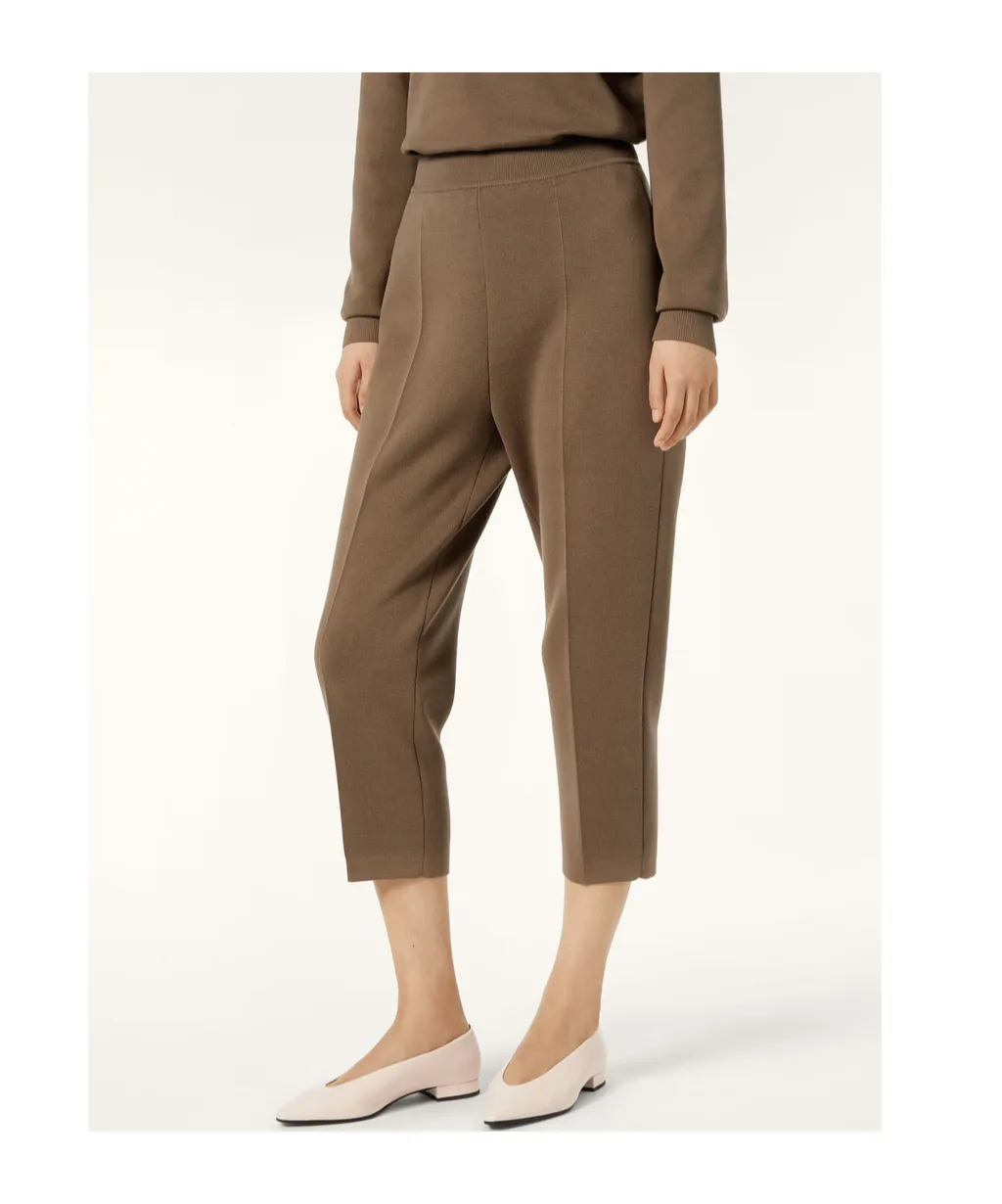 Elastic Ribbed Waist Knitted Casual Pants