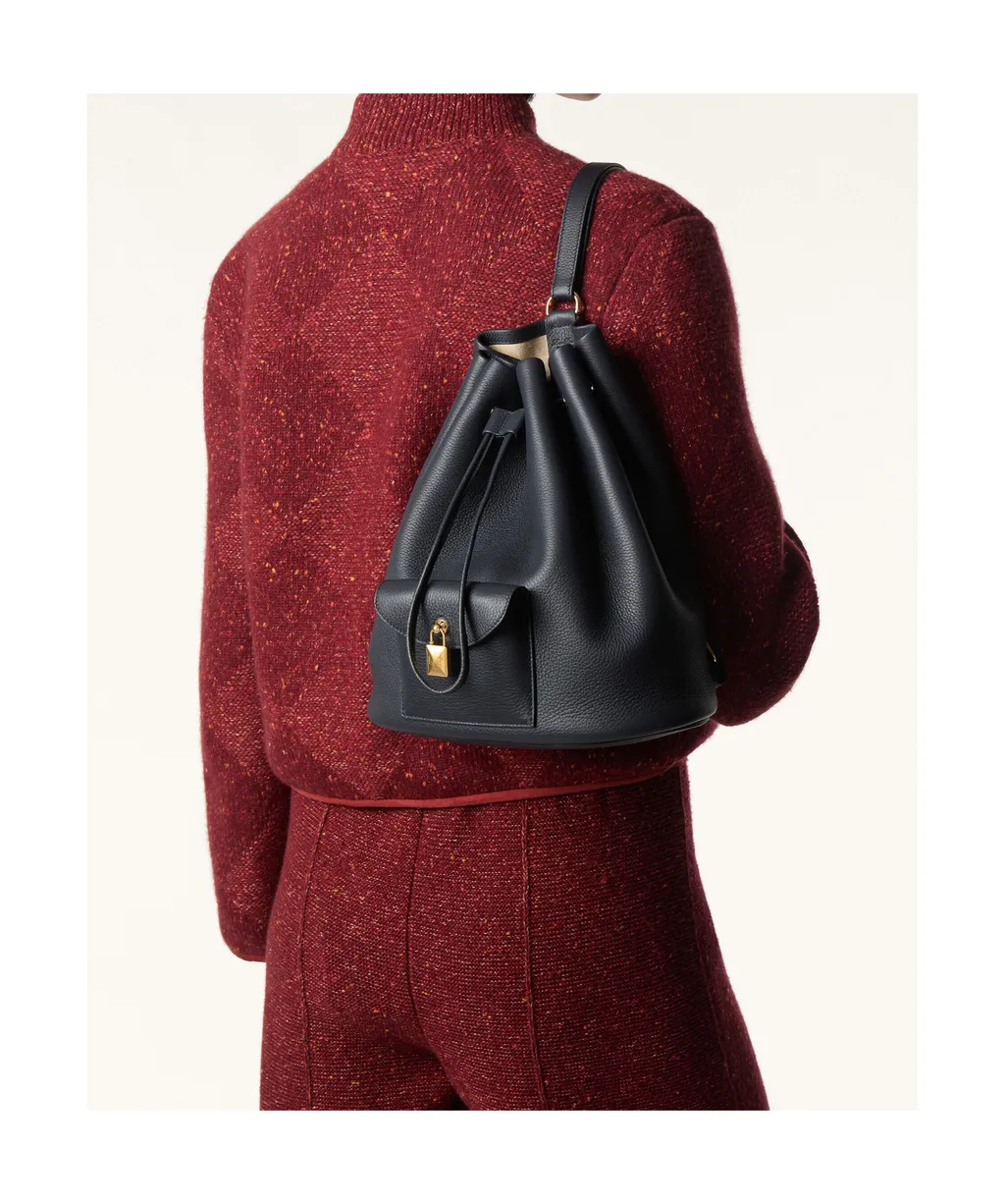 Drawstring Leather Backpack
