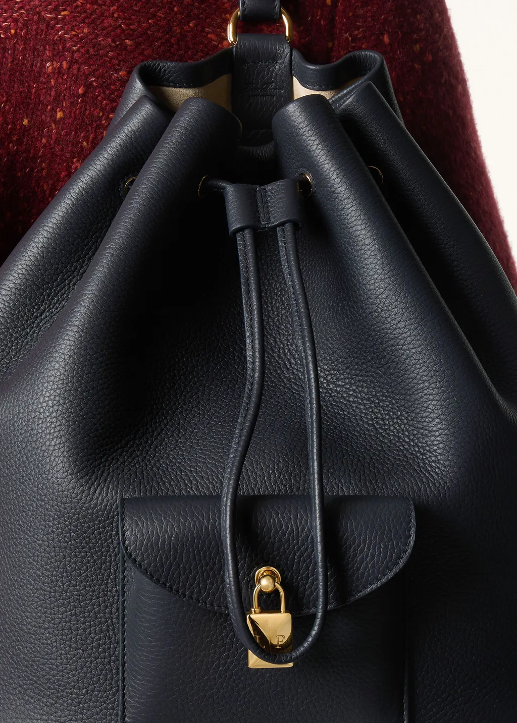 Drawstring Leather Backpack