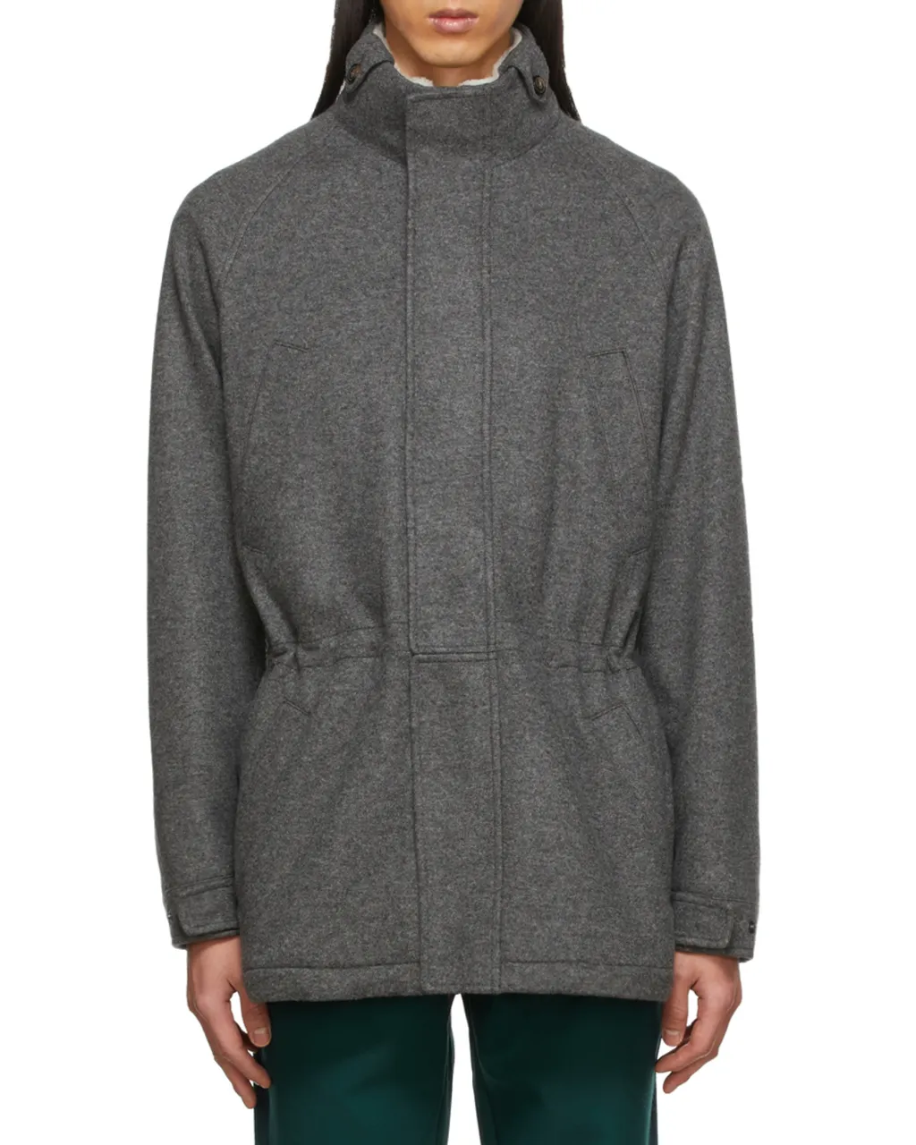 Elastic Waist And Standing Collar Casual Jacket