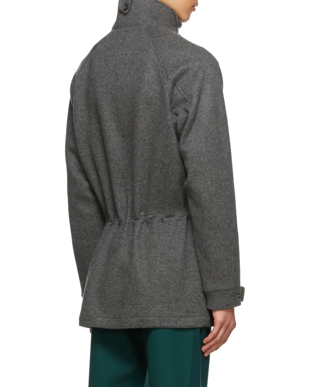 Elastic Waist And Standing Collar Casual Jacket