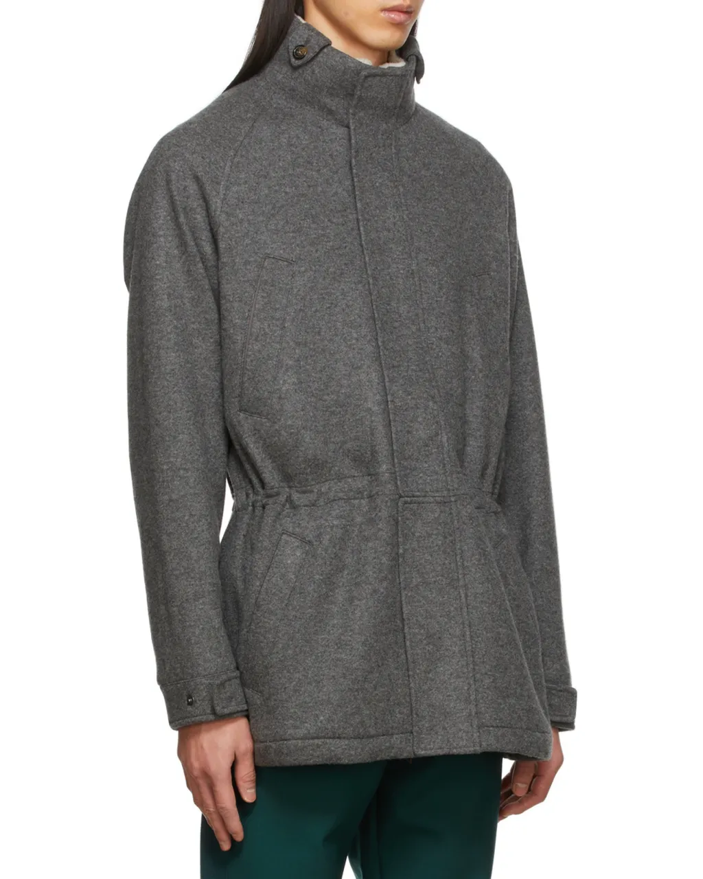 Elastic Waist And Standing Collar Casual Jacket