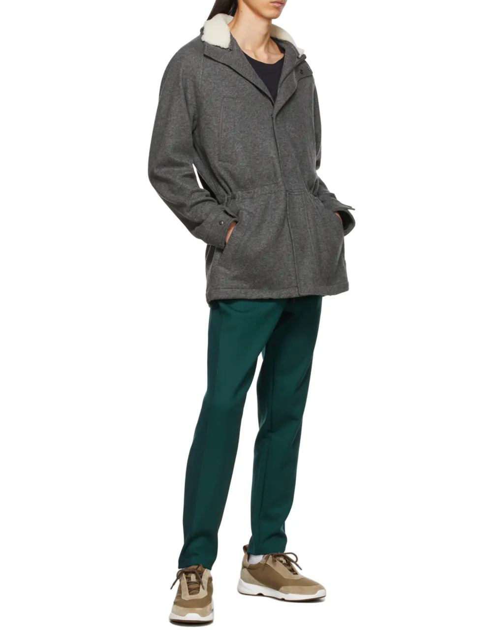 Elastic Waist And Standing Collar Casual Jacket