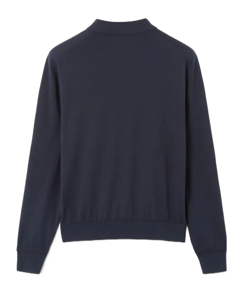 Ice Wish Straight Hem Knitted Polo Shirt