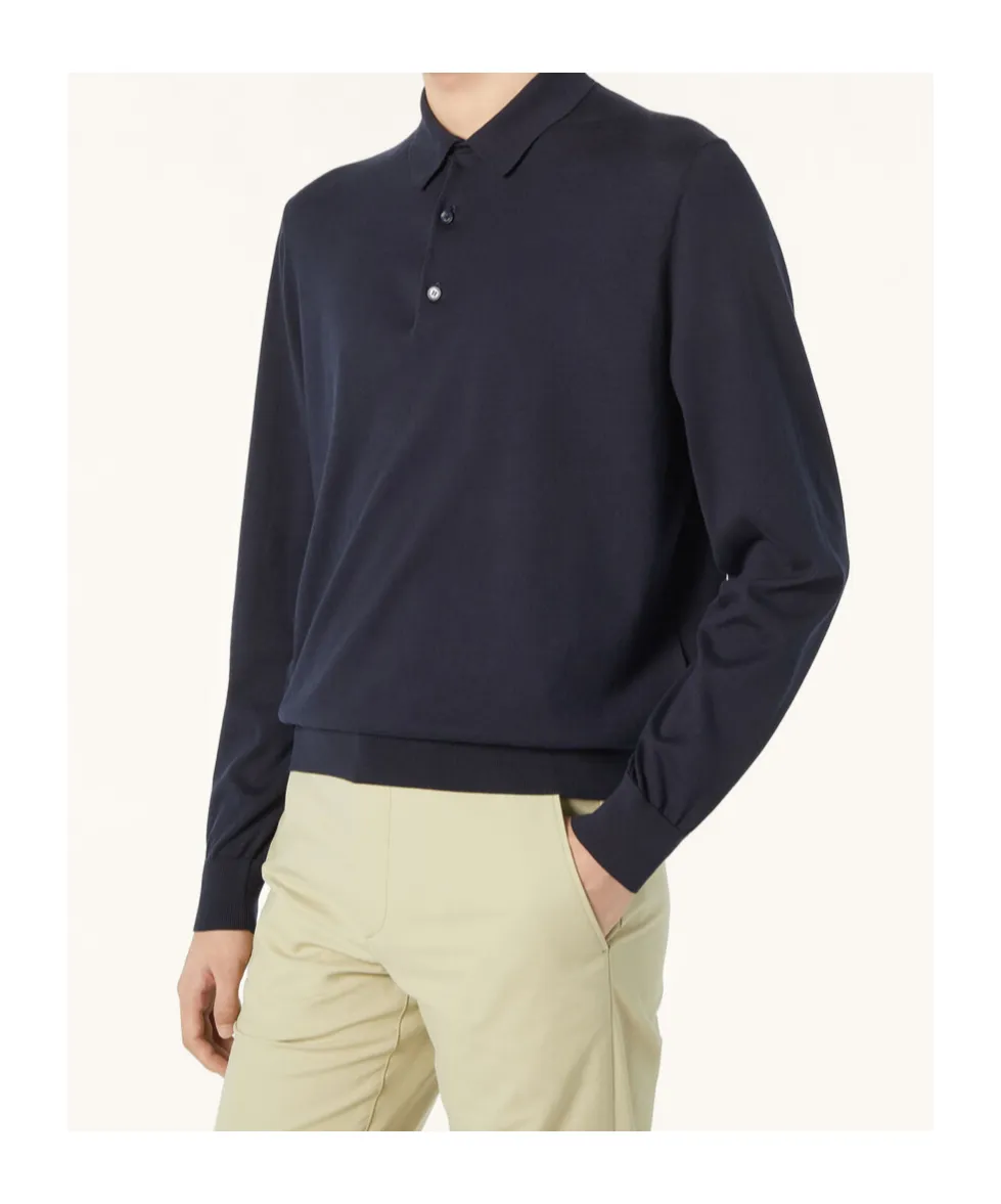 Ice Wish Straight Hem Knitted Polo Shirt