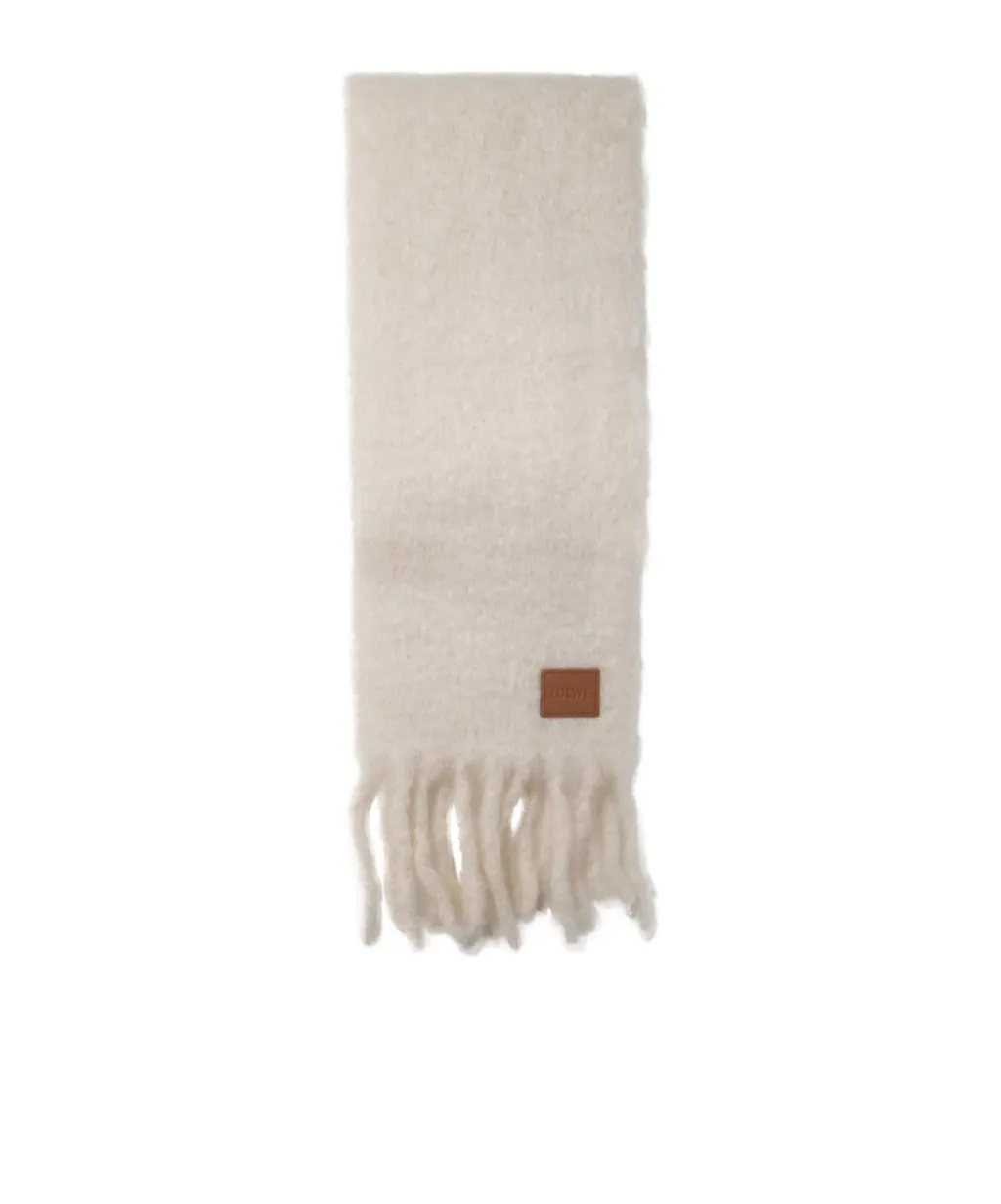 Logo Patch Fringed Scarf
