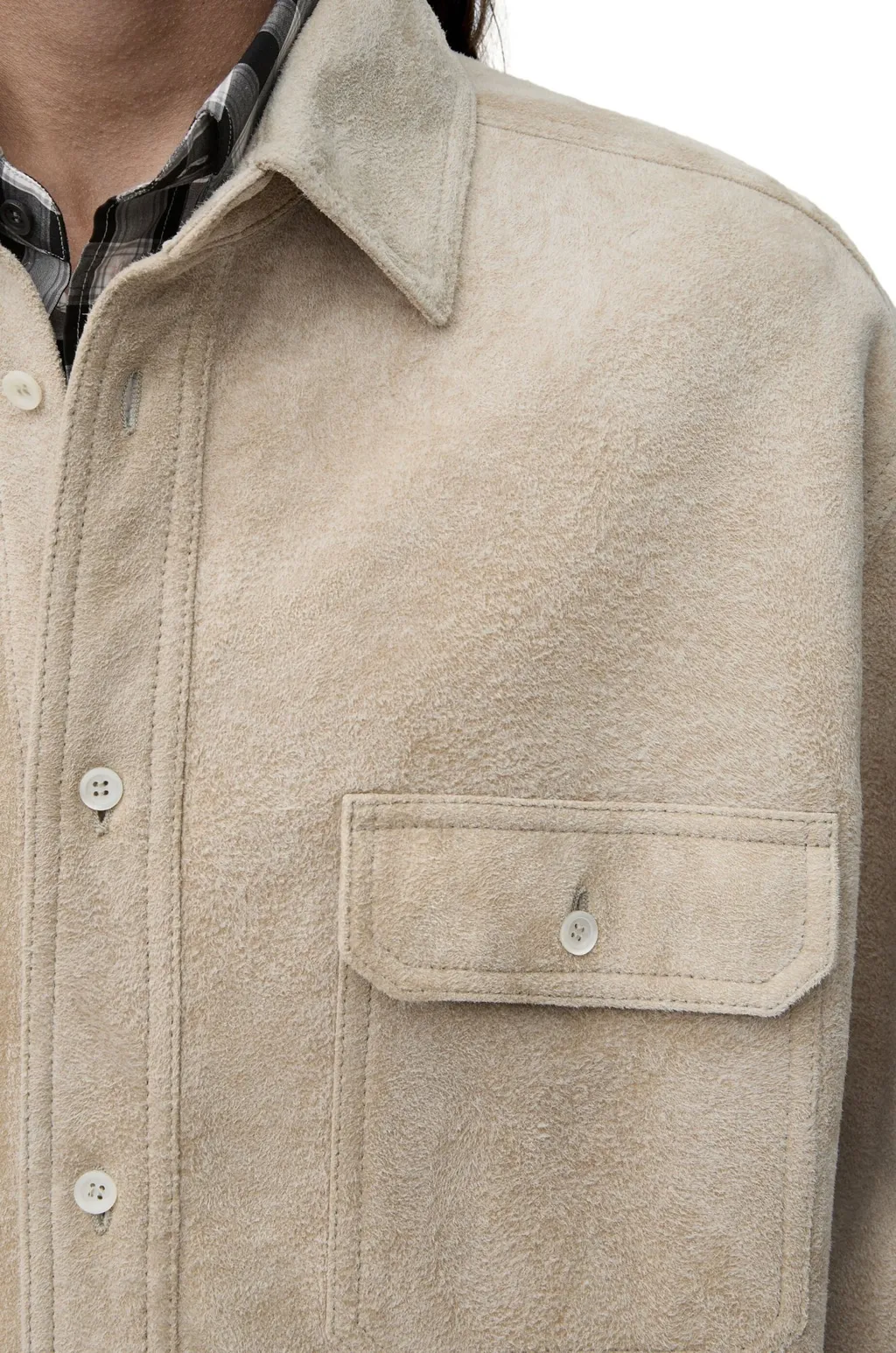 Long-Sleeved Curved Hem Overshirt