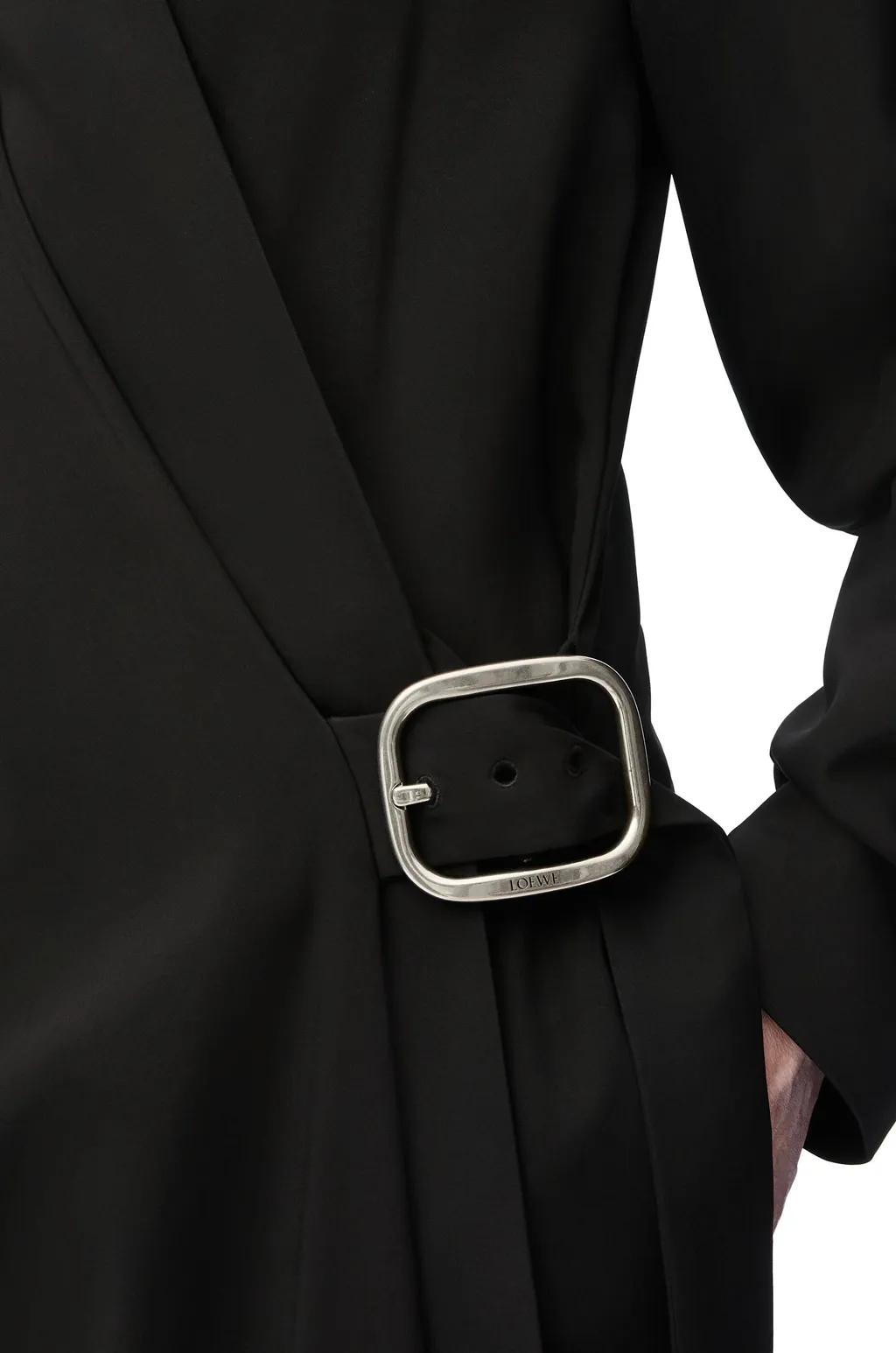 Long-Sleeved Belted Midi Dress