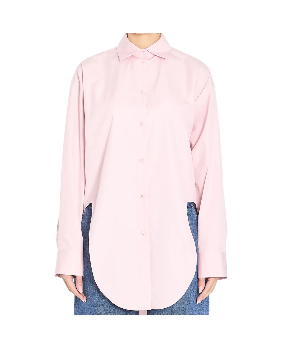 Asymmetric Hem Poplin Shirt
