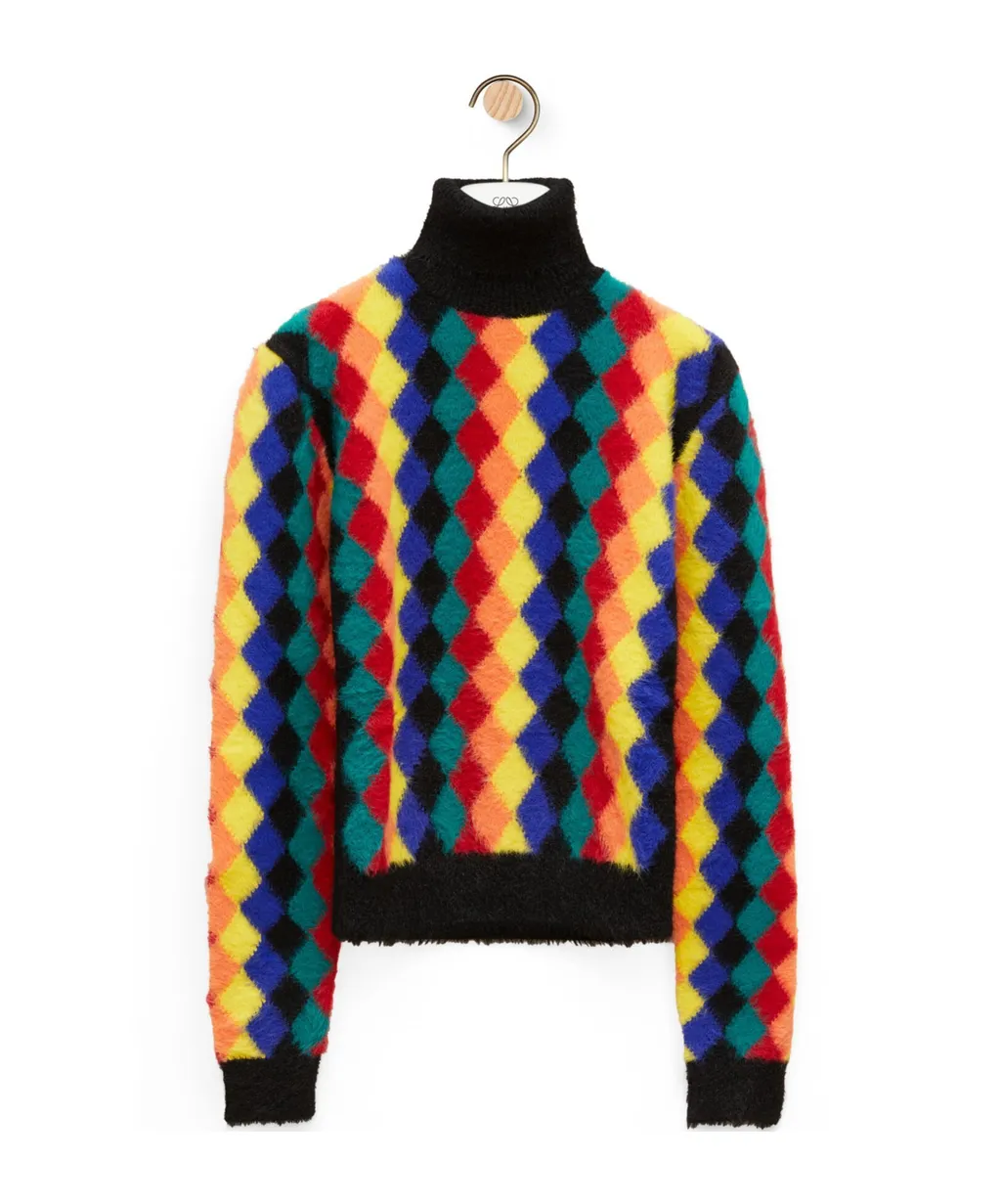 Argyle High Neck Sweater