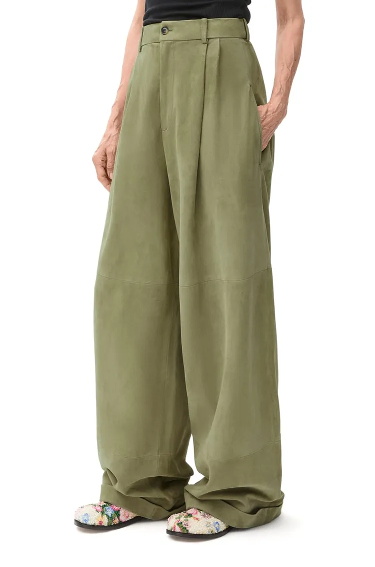 Pleated Trousers In Suede Lambskin