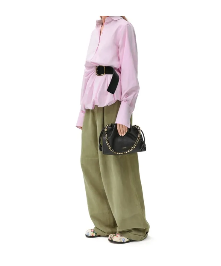 Pleated Trousers In Suede Lambskin