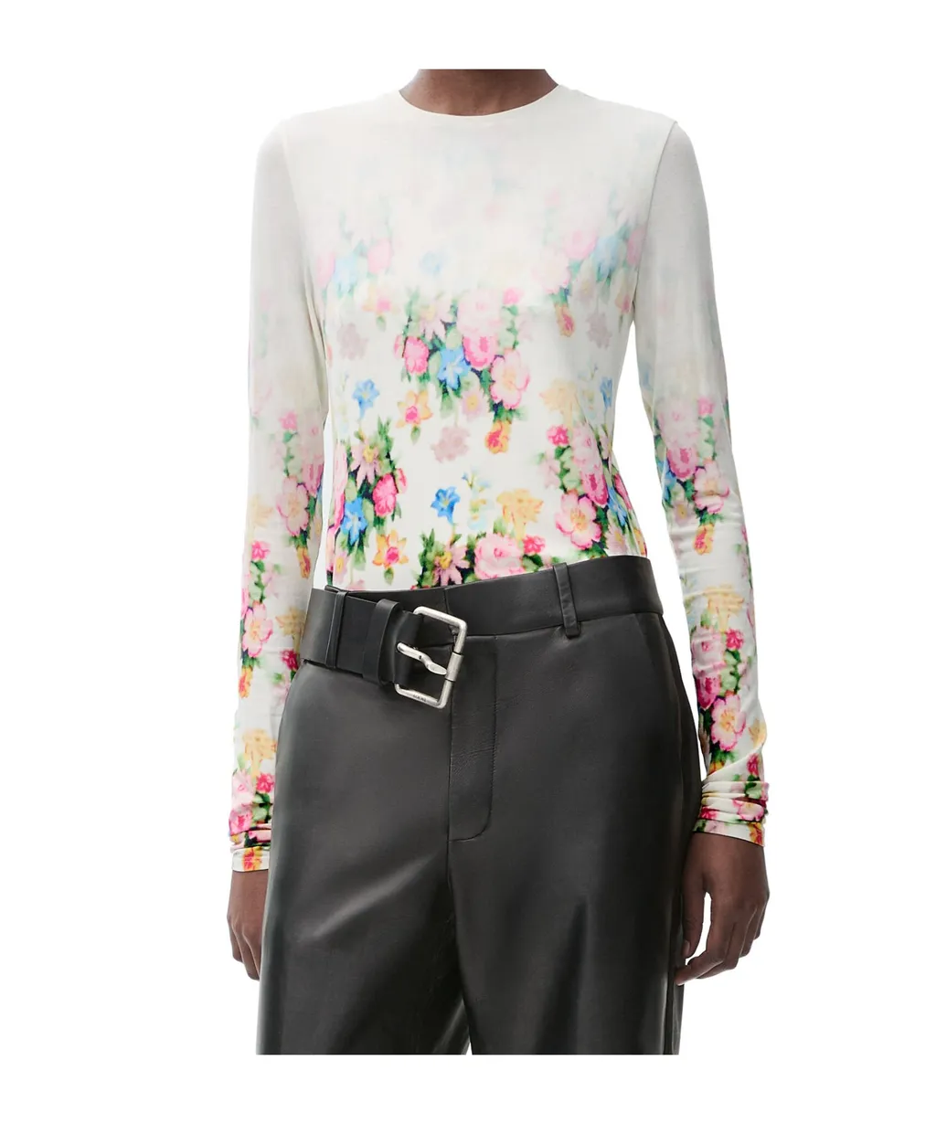 Floral-Printed Long Sleeved Top