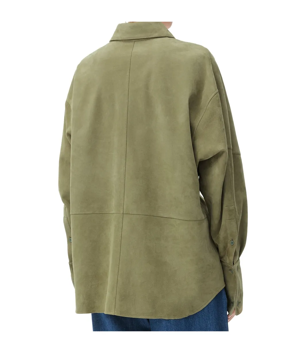 Draped Shirt In Suede Lambskin