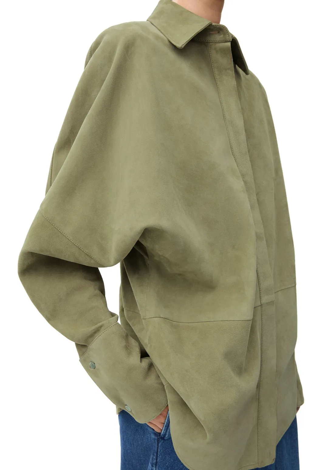 Draped Shirt In Suede Lambskin