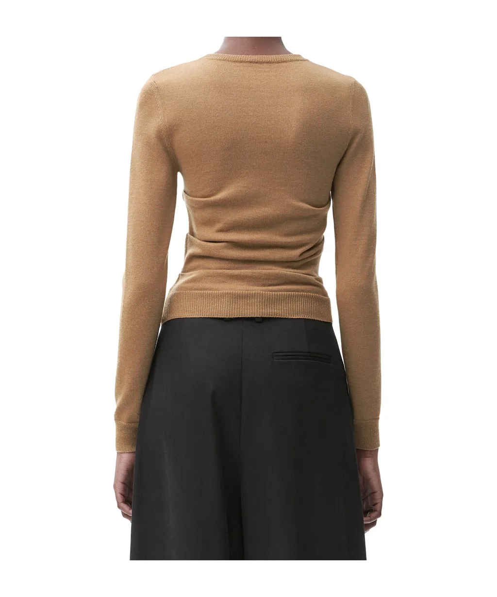 Logo Embroidered Draped Sweater