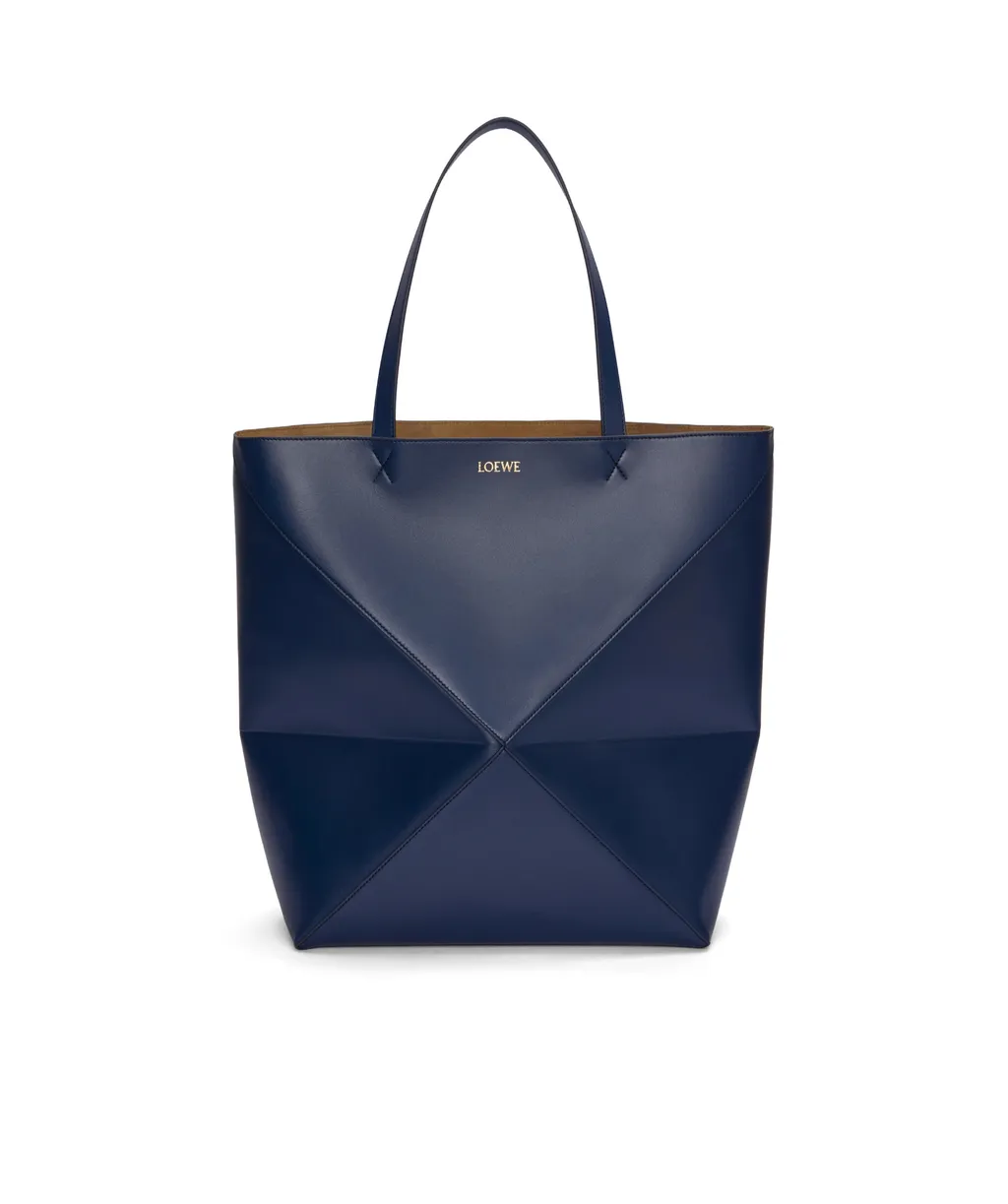 Puzzle Fold Tote In Shiny Calfskin