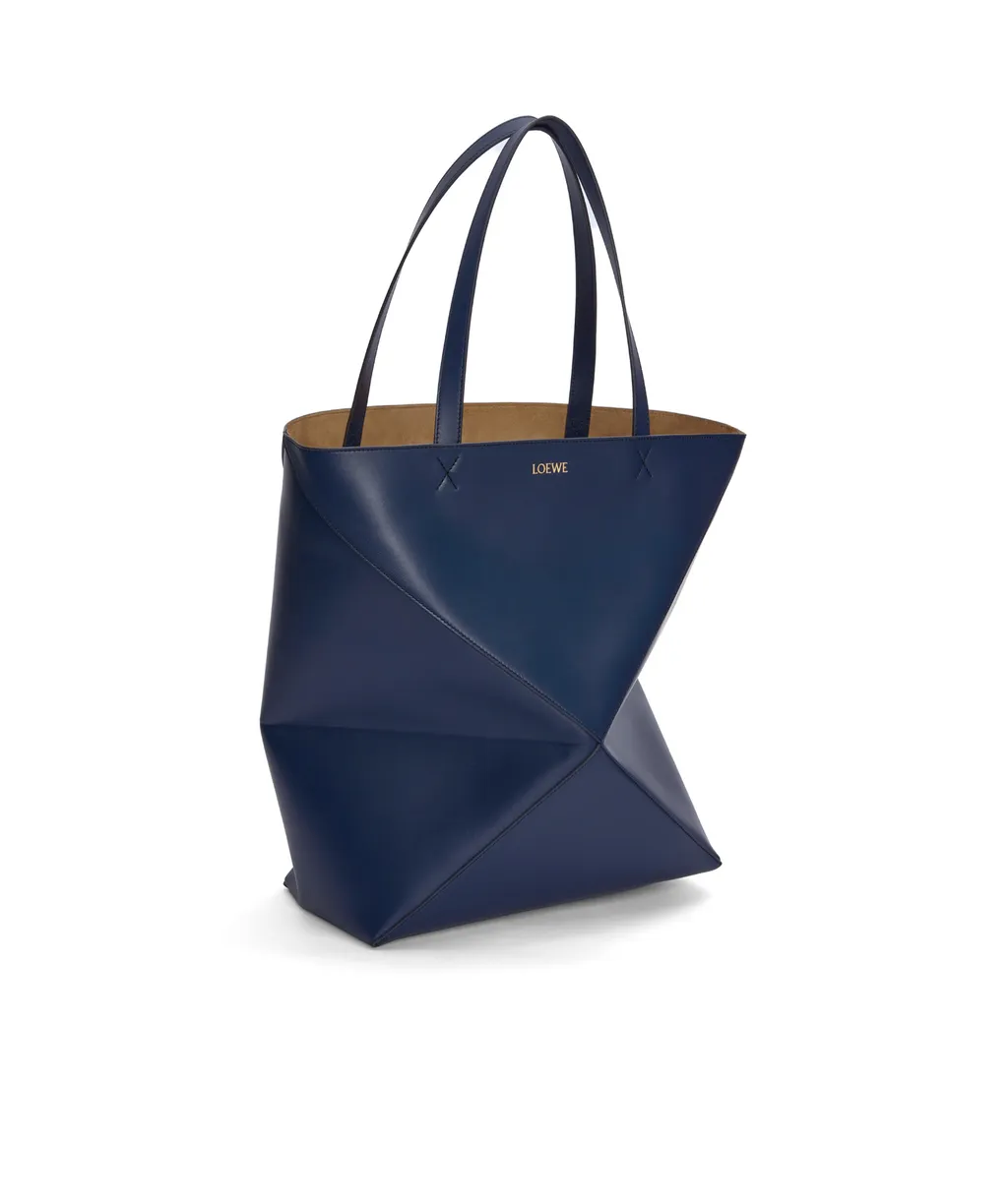 Puzzle Fold Tote In Shiny Calfskin