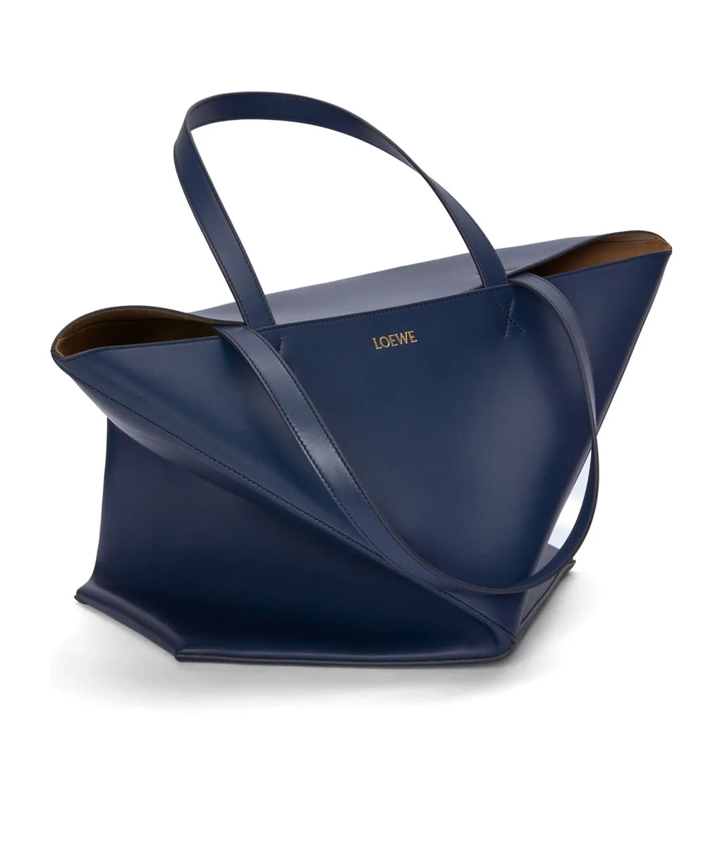 Puzzle Fold Tote In Shiny Calfskin