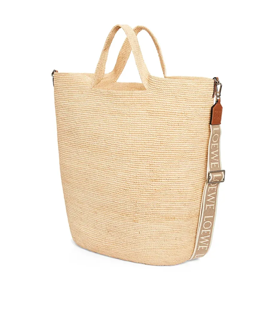Large Slit Bag In Raffia And Calfskin