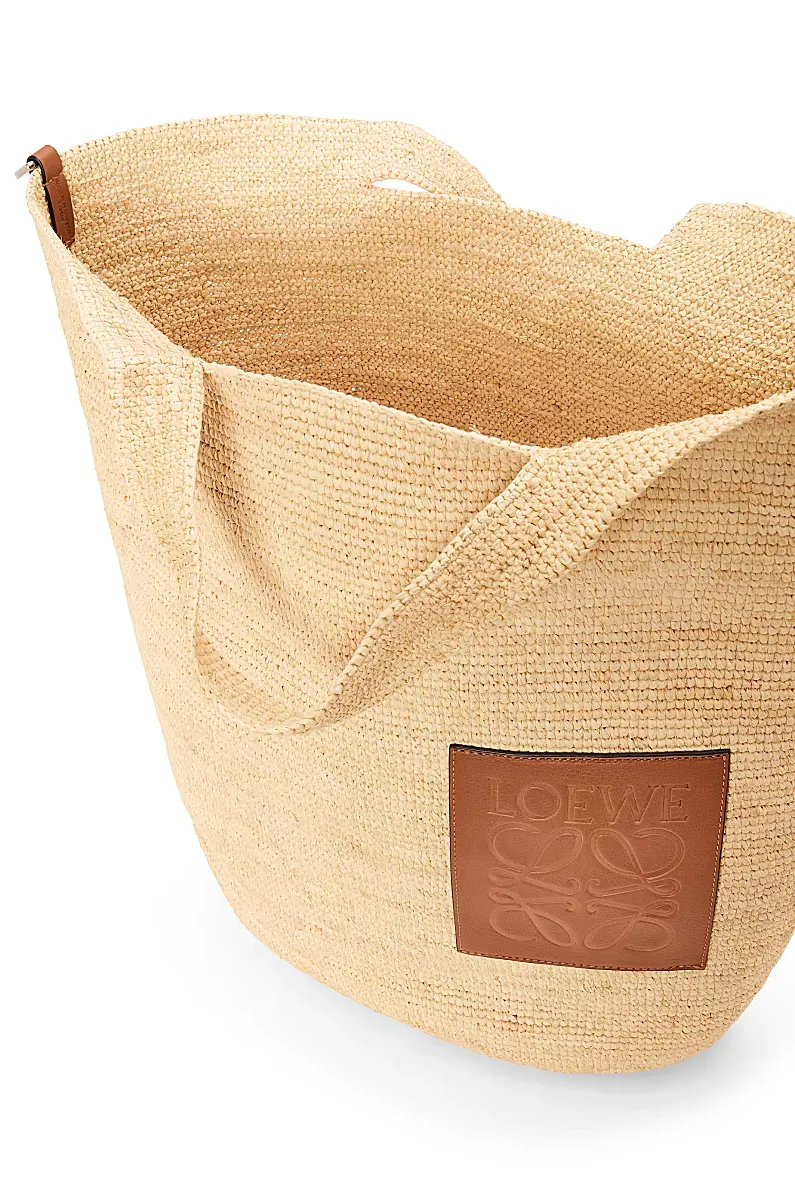 Large Slit Bag In Raffia And Calfskin