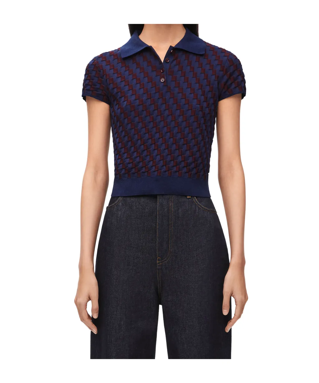 Checked Knitted Polo Shirt