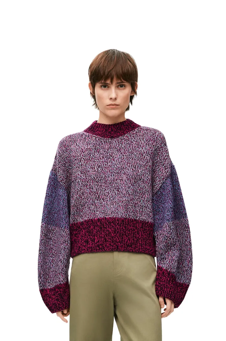 Balloon Sleeved Crewneck Cropped Sweater