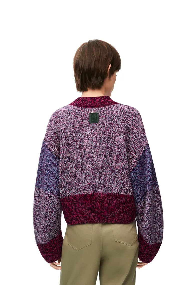 Balloon Sleeved Crewneck Cropped Sweater