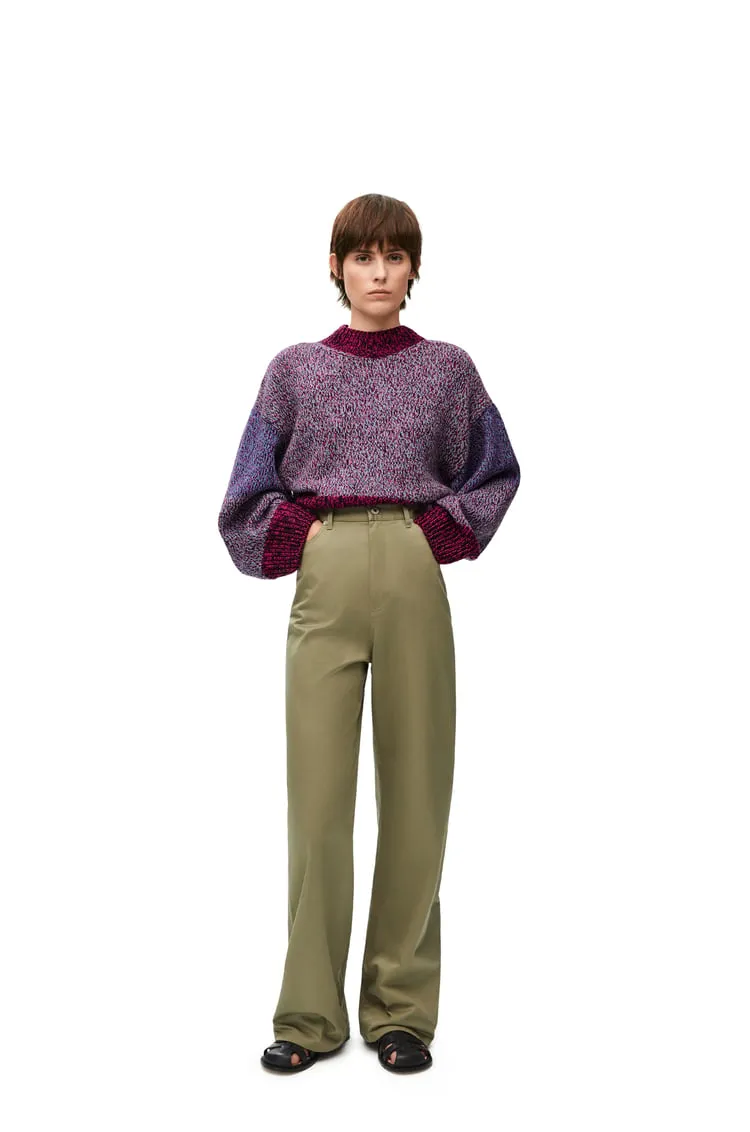 Balloon Sleeved Crewneck Cropped Sweater