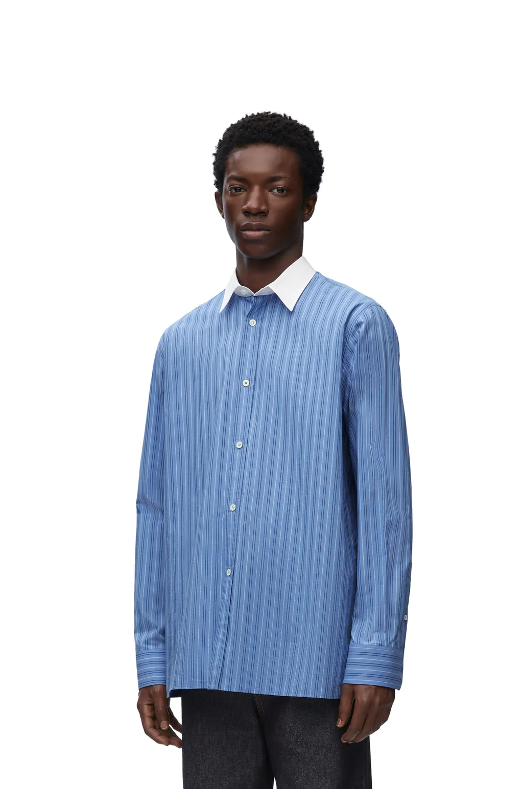 Striped Collared Button-Up Shirt