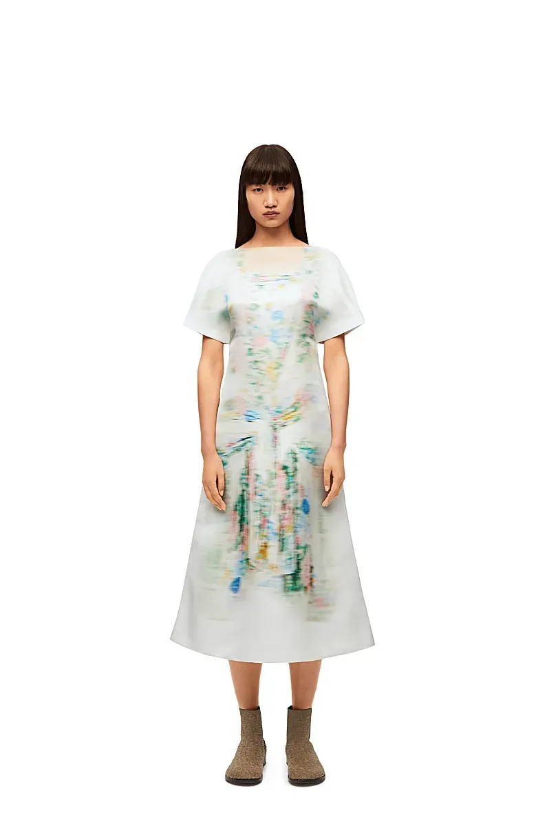 Pattern-Printed Short-Sleeved Dress