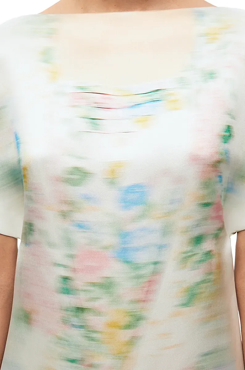 Pattern-Printed Short-Sleeved Dress