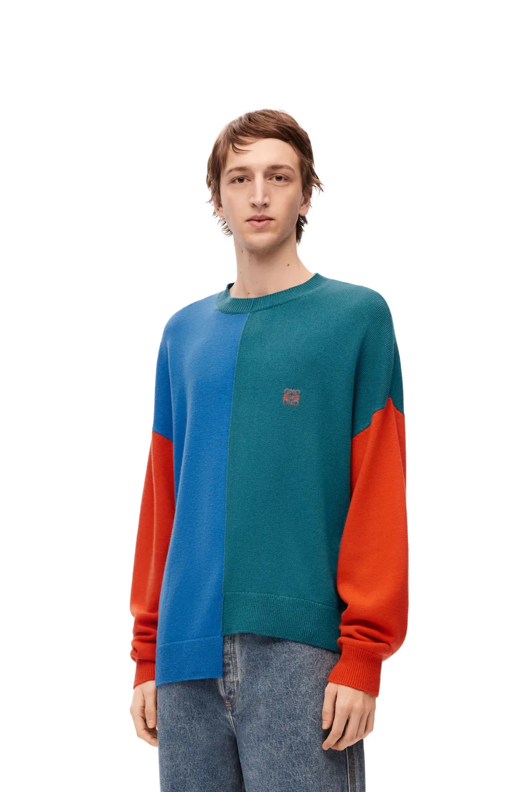 Asymmetric Colour-Block Knitted Jumper