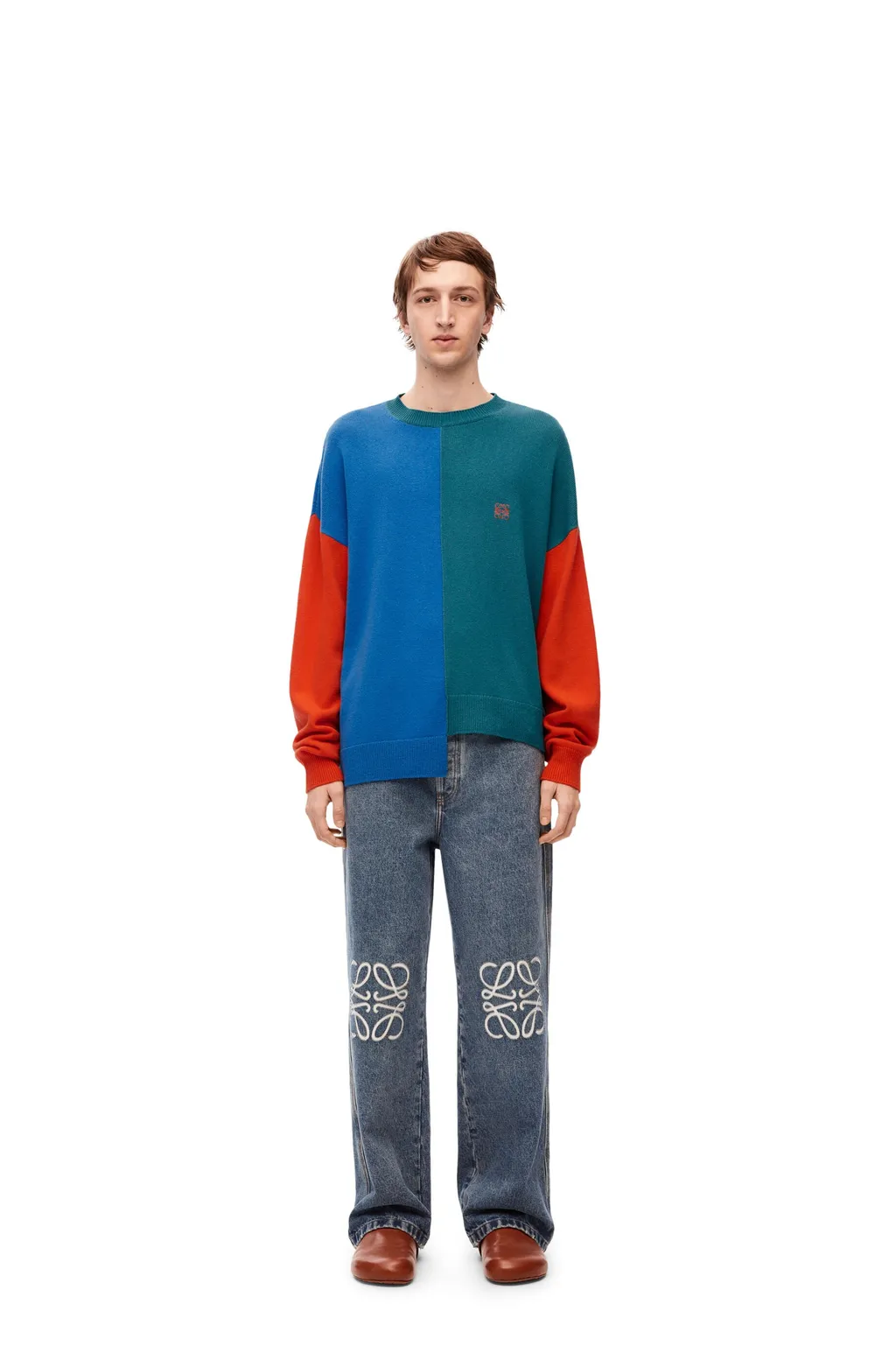 Asymmetric Colour-Block Knitted Jumper
