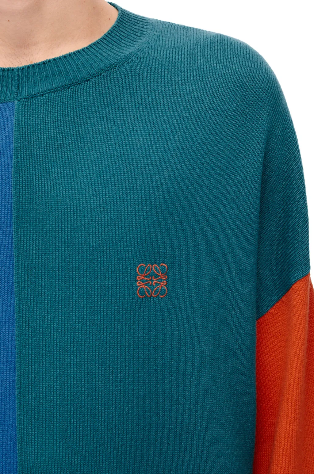 Asymmetric Colour-Block Knitted Jumper