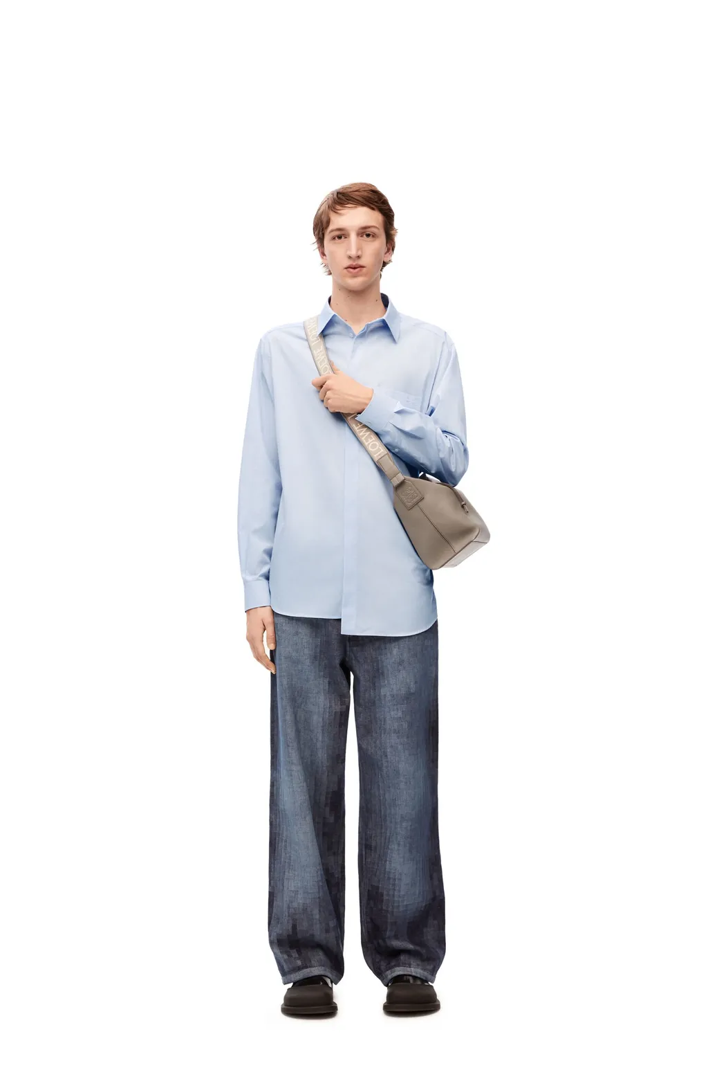Pinstriped Asymmetric Button-Up Shirt