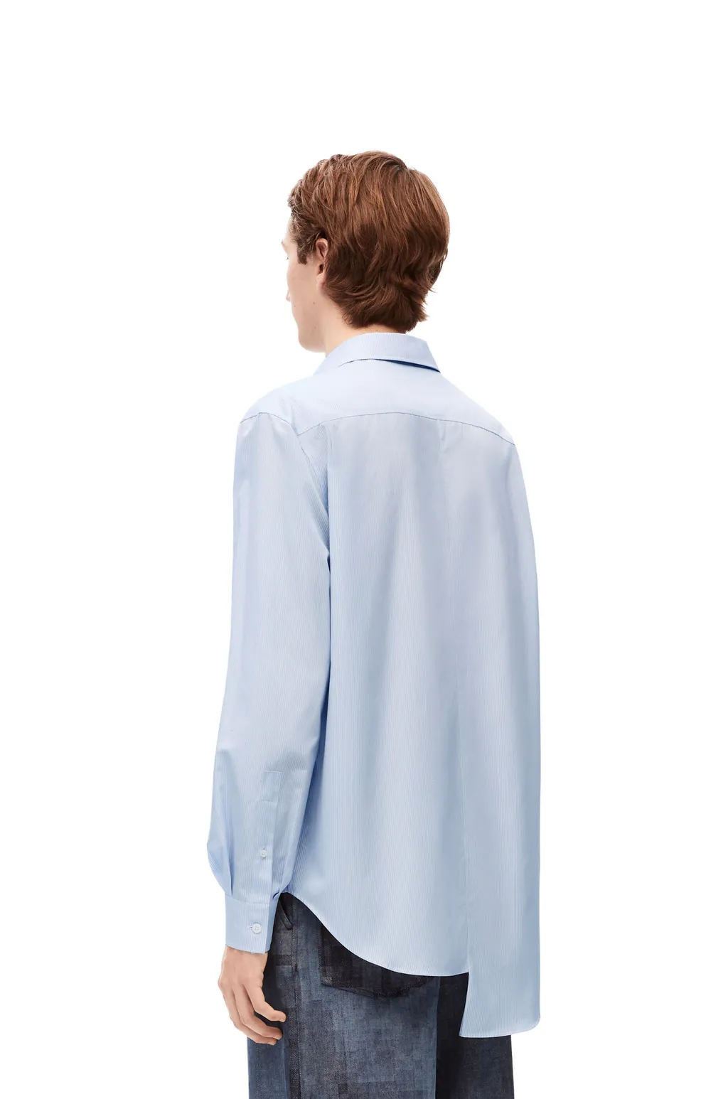 Pinstriped Asymmetric Button-Up Shirt