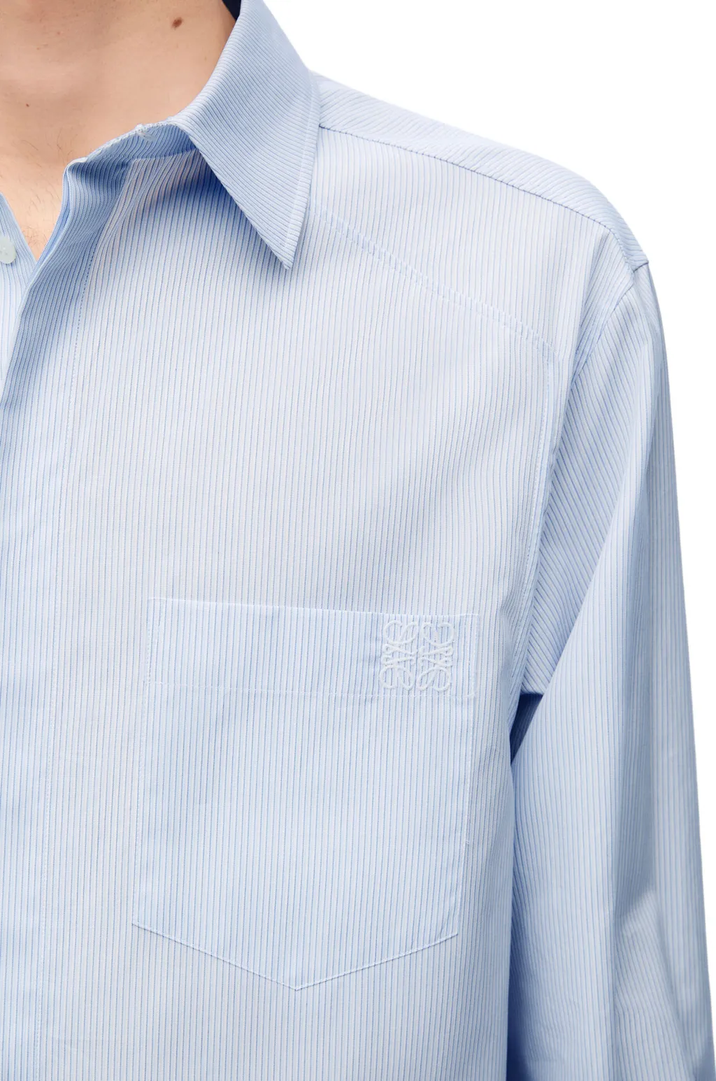 Pinstriped Asymmetric Button-Up Shirt