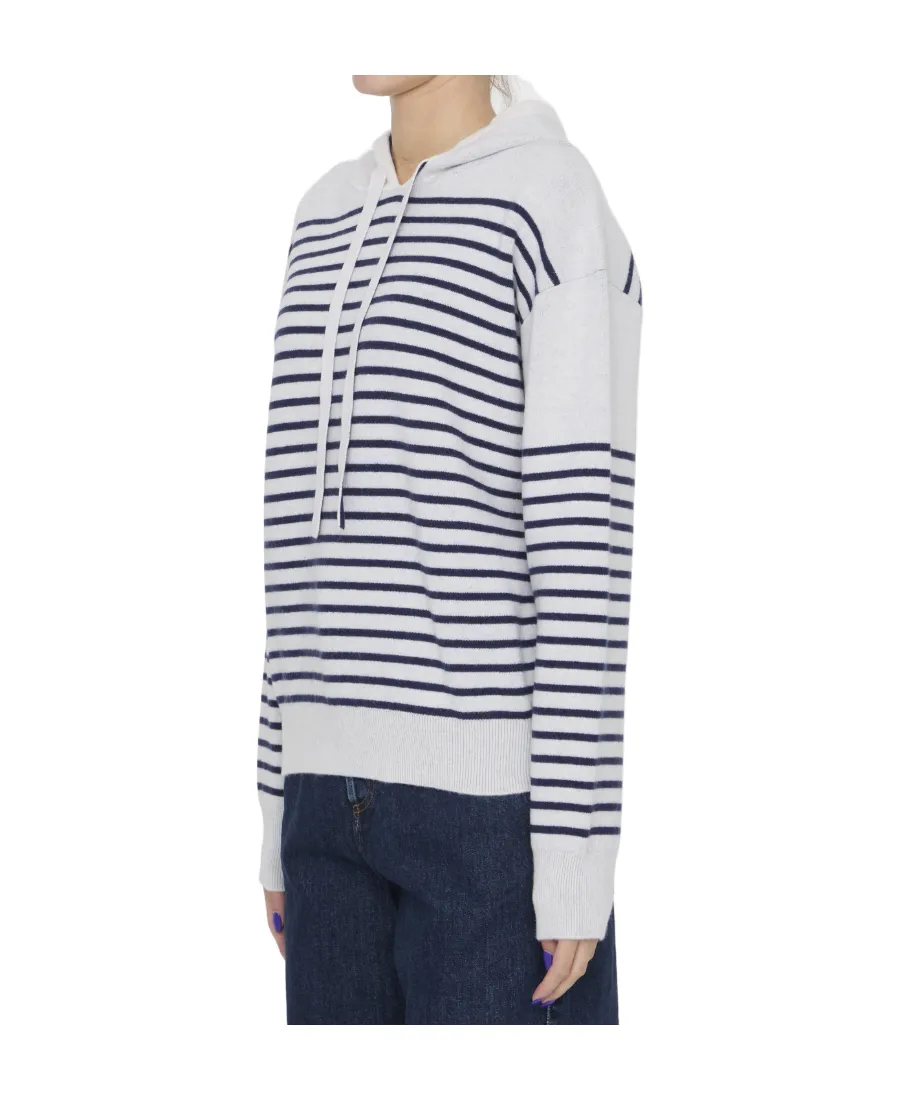 Striped Drawstring Knitted Hoodie