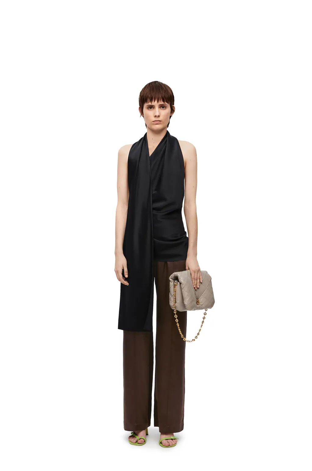 Scarf Top In Technical Satin