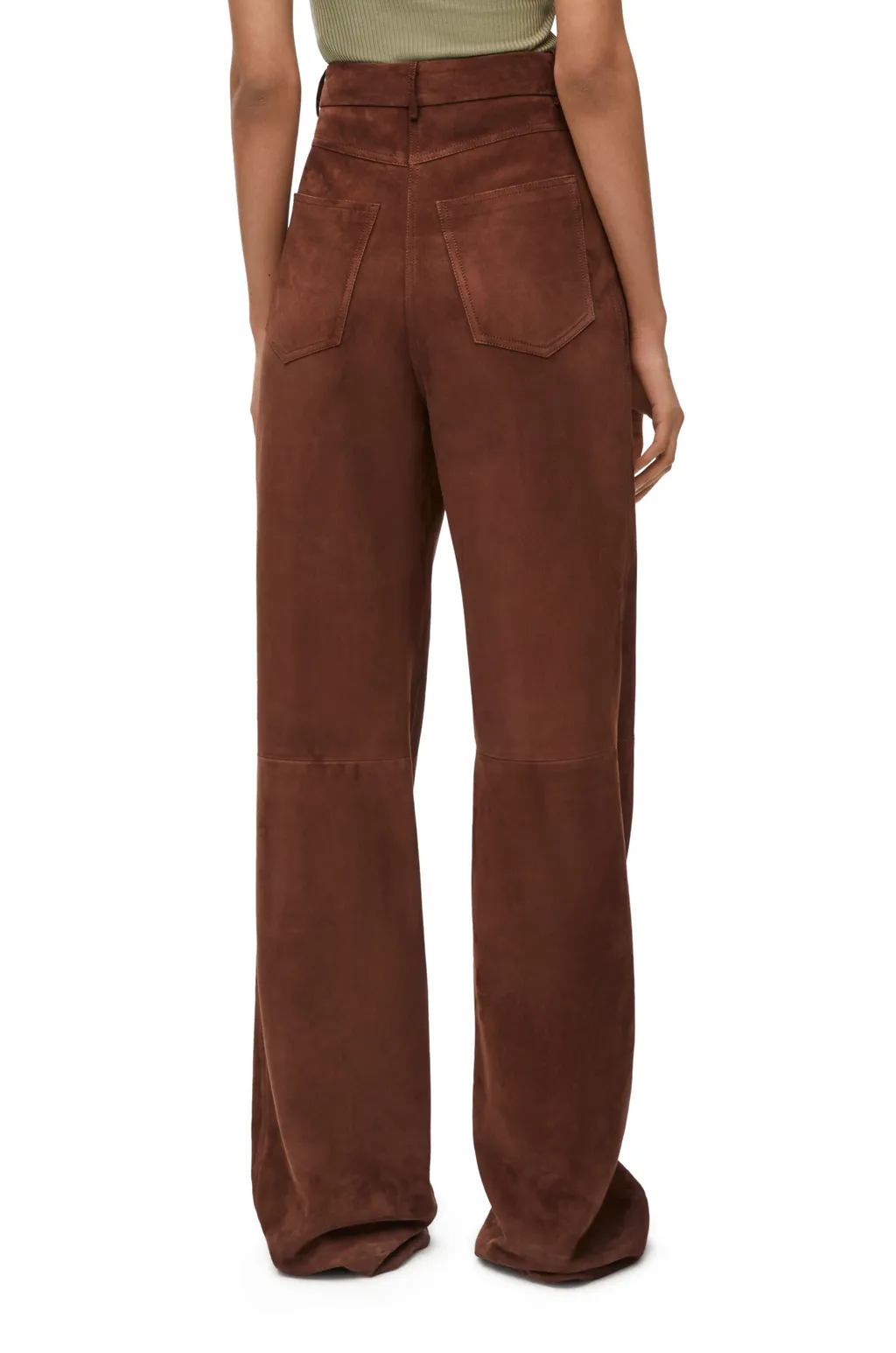 High Waisted Trousers In Suede