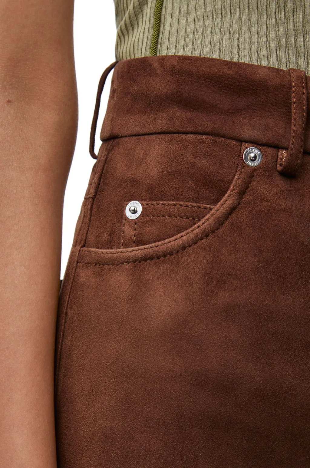 High Waisted Trousers In Suede