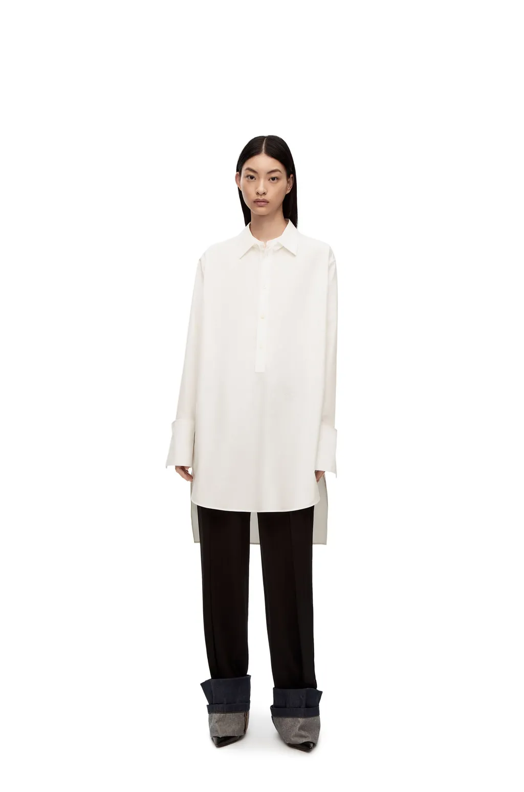 Deconstructed Long-Sleeved Shirt Dress