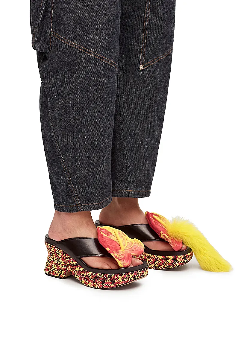 Petal Flatform Sandal In Lambskin