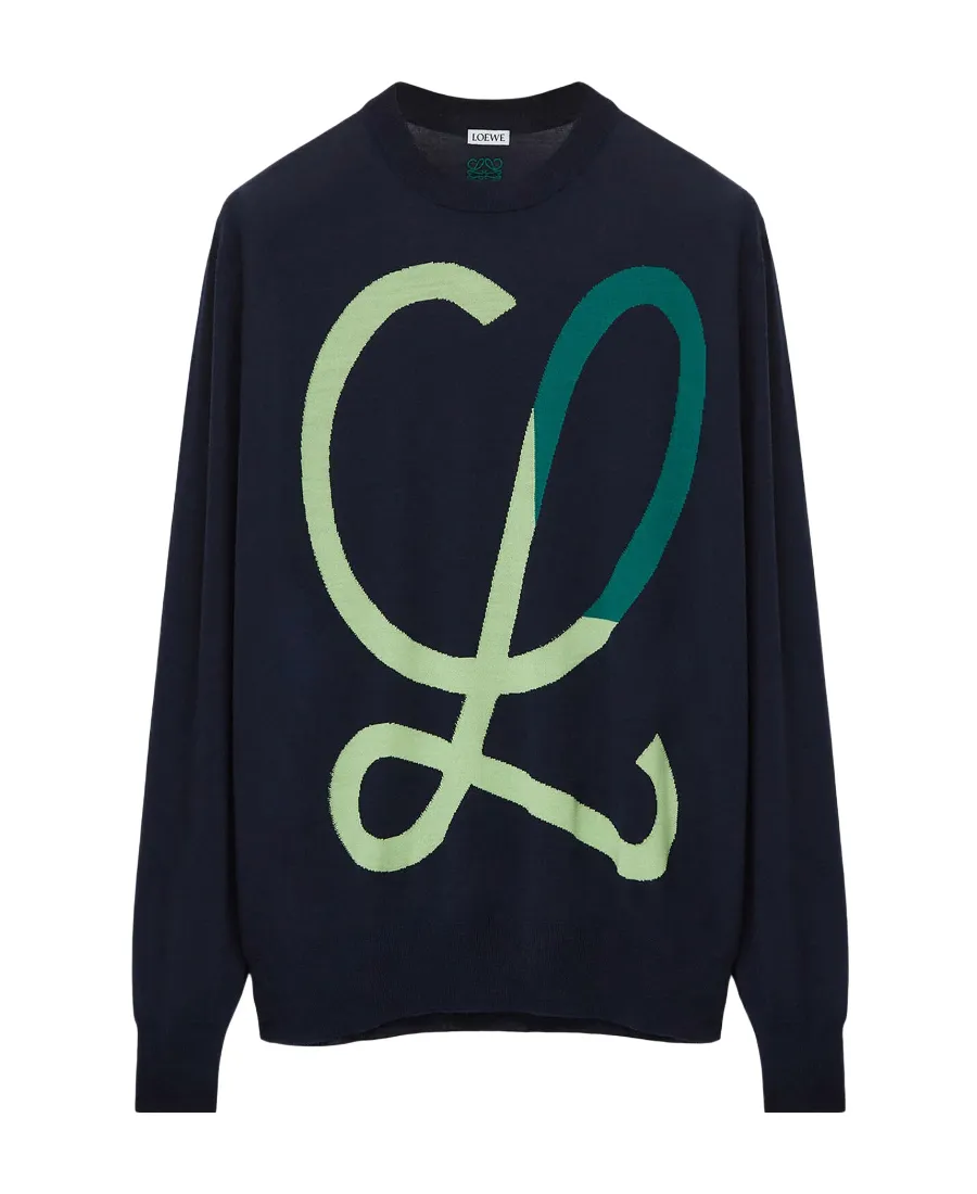 L Intarsia Wool Sweater